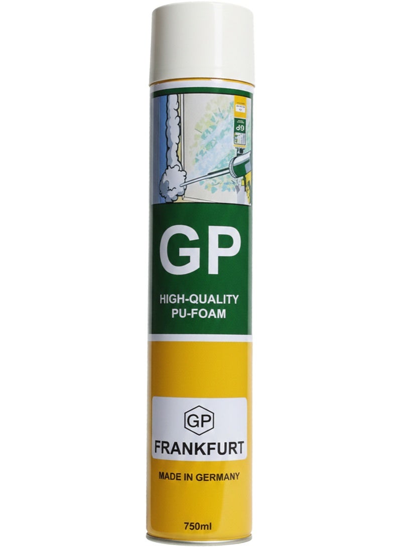GP German Multi-Purpose PU Foam Spray - 750 ml - High-Expansion Expanding Foam Sealant for Gaps, Cracks, AC Units, Doors, Windows, and Aluminum Kitchens - Image 1